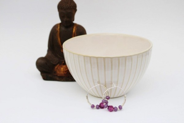 Chakra øreringe med lilla swarovski